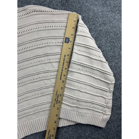 Rip Curl Sweater Womens Medium Beige Cropped Knit Pullover Striped Crewneck - Picture 4 of 7